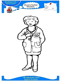 Çocuklar İçin Doktor Boyama Sayfaları 